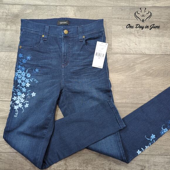 Karen Kane Embroidered Ankle Jeans Size 6 - Picture 1 of 7